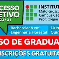 Inscrições abertas para seletivo de ingresso em cursos superiores do IFMT Cáceres